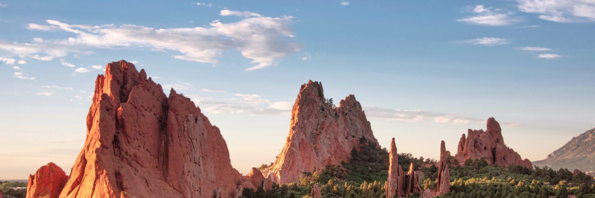 The famous giant red sandstone formations at Garden of the Gods in Colorado Springs, Colorado